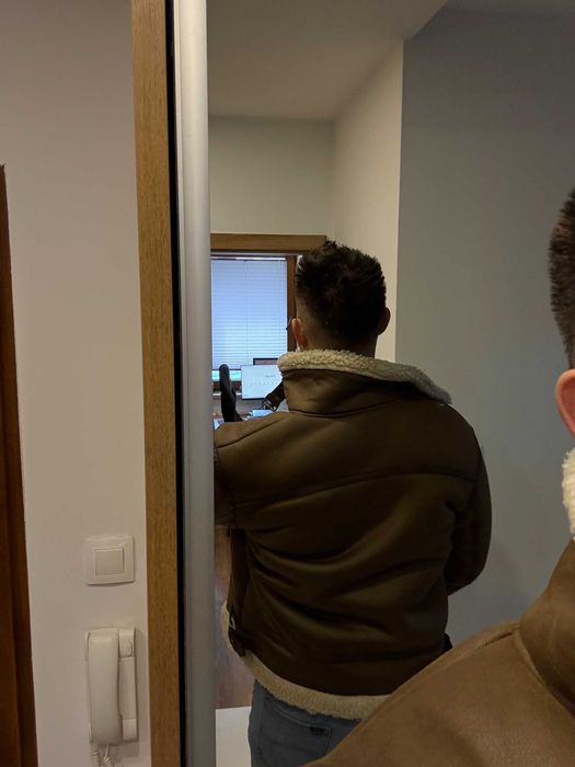 Kurtka pilotka z kożuchem- męska, brązowa ZARA