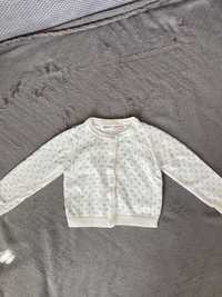 Sweter rozmiar 74 biały w srebrne kropki