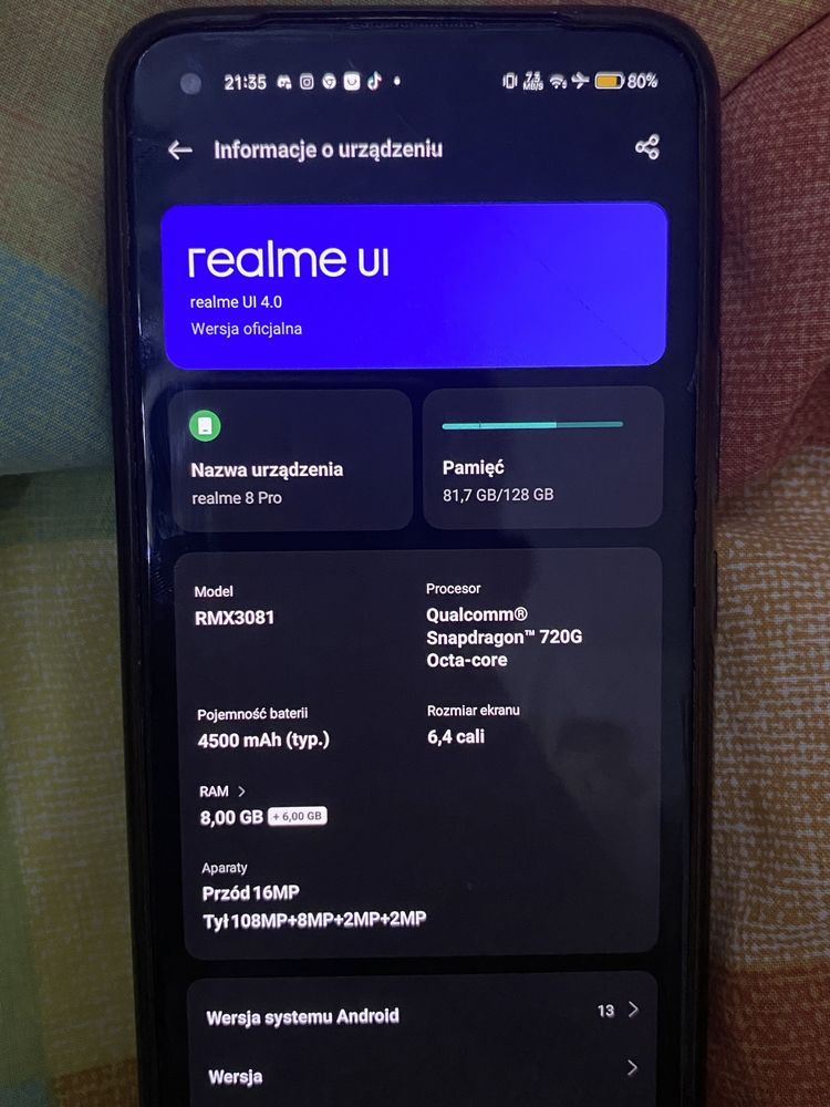 Sprzedam realme 8 pro 128gb 2 karty sim