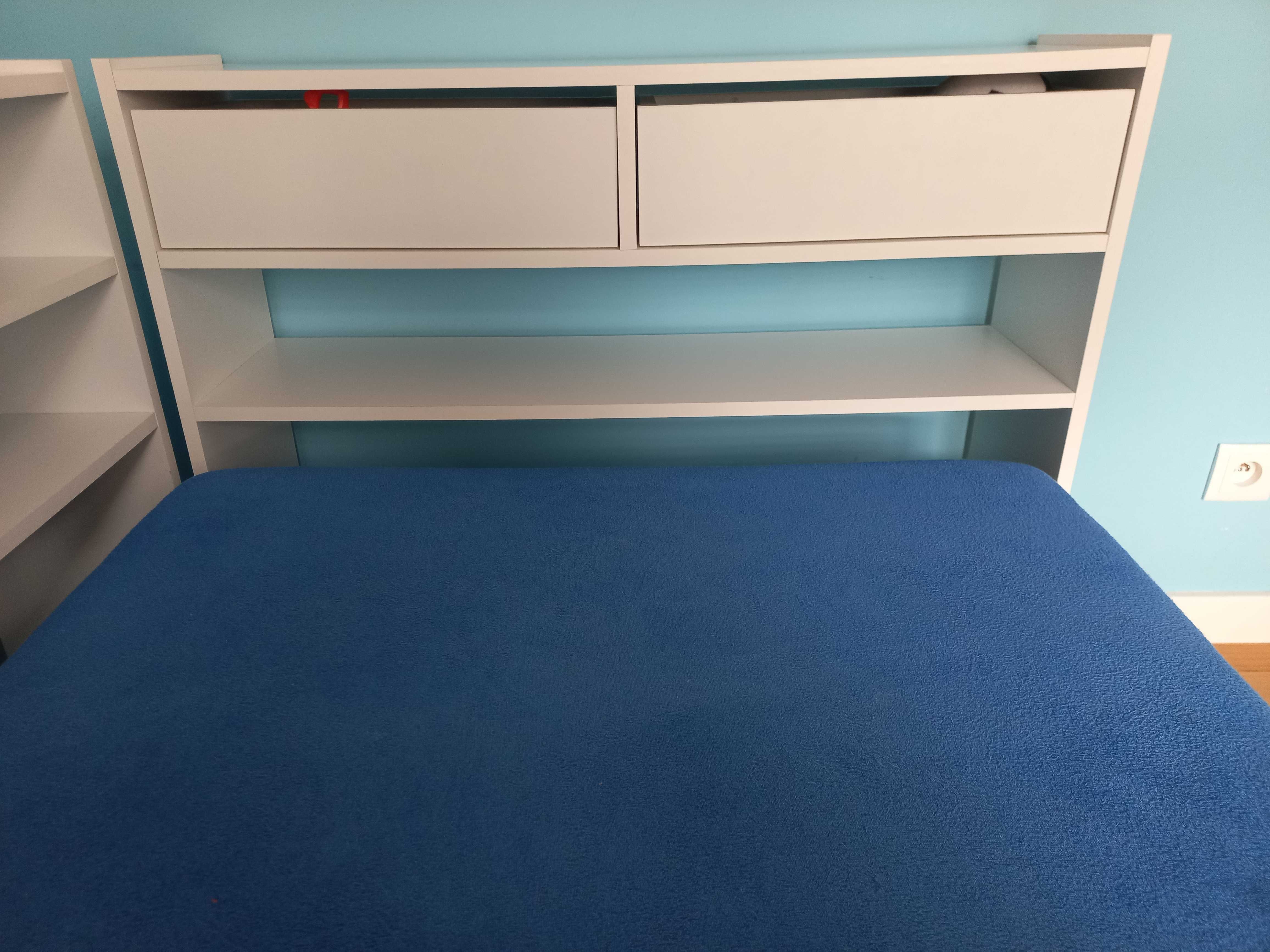 Łóżko z szufladami i półkami RENATO II - 90 × 190 cm - biały