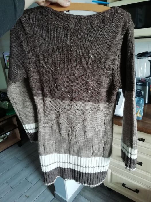 Sukienka tunika sweterkowa brązowa