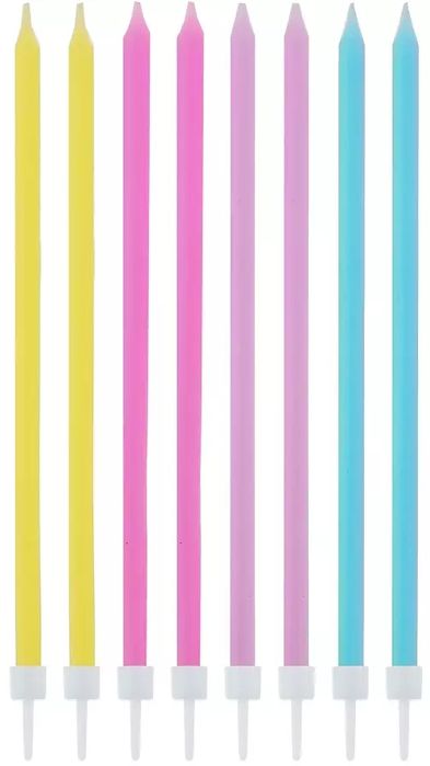 Świeczki urodzinowe na tort 14.5 cm, pastelowe (16 sztuk). Godan