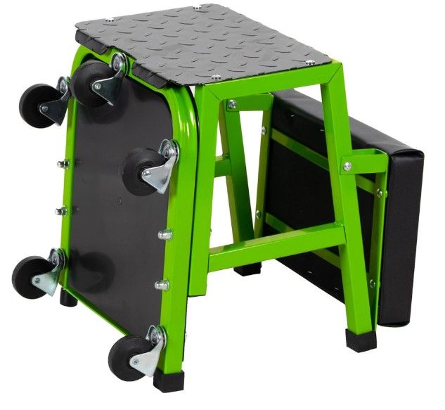 Banco de Mecânico / Degrau 2 em 1 alcochoado com rodas