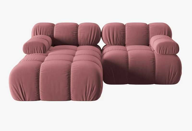 Sofa narożna modułowa lewostronna Bellis 4-os różowa welurowa Micadoni