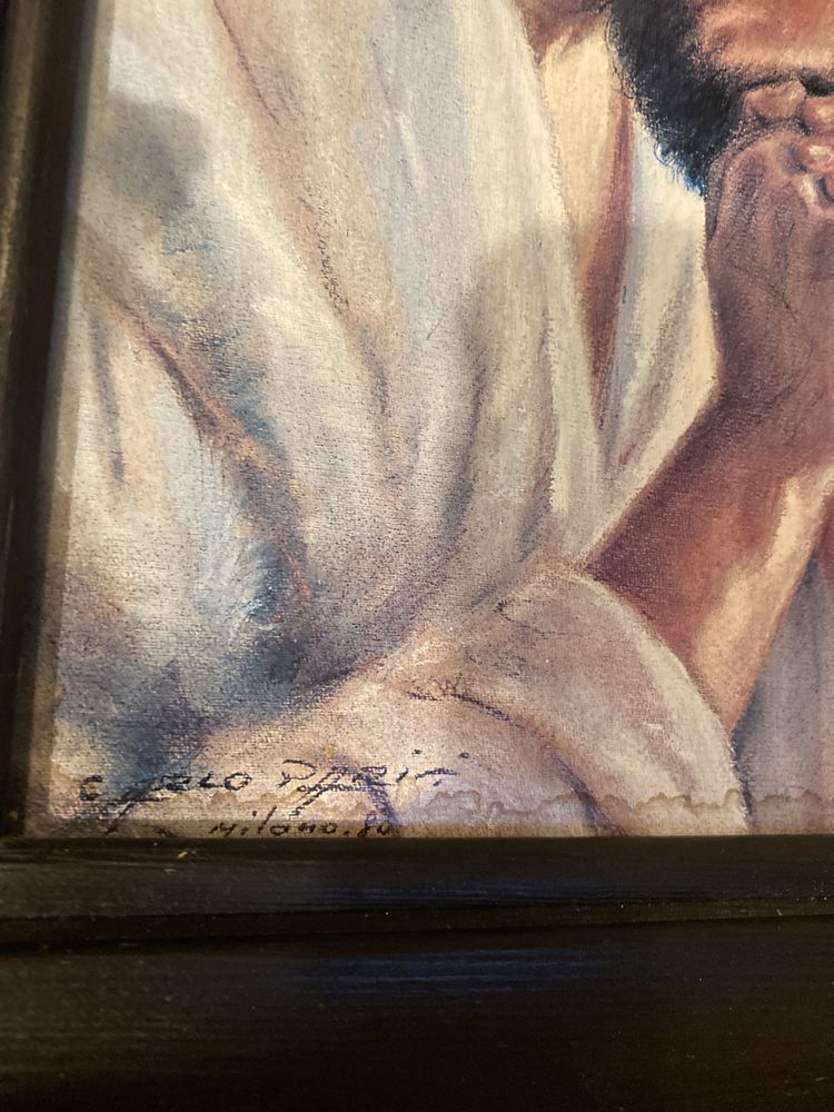 Obraz Jezus modlący się w ramie drewnianej