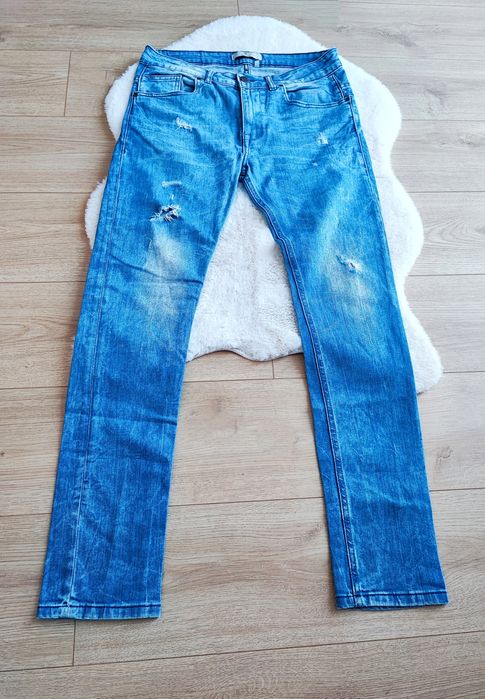 Zara Men spodnie jeansowe męskie z przetarciami modne bawełniane