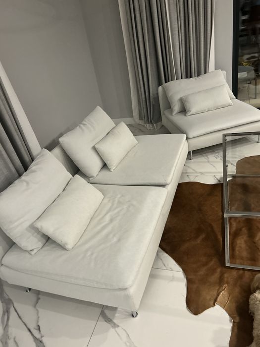 Ikea soderhamn sofa kanapa sekcja dwuosobowa i jednoosobowa bialy