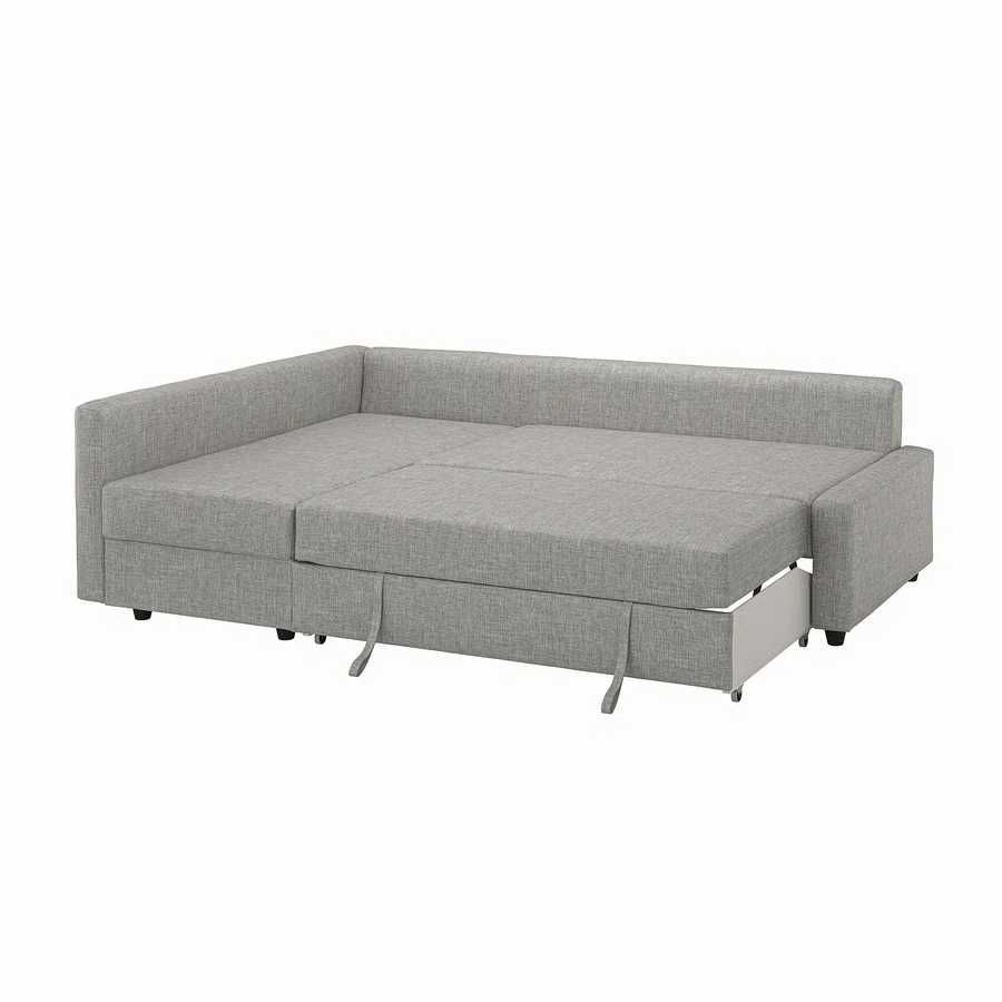 Sofá-cama de canto c/arrumação, c/almofadas encosto - Cinzento
