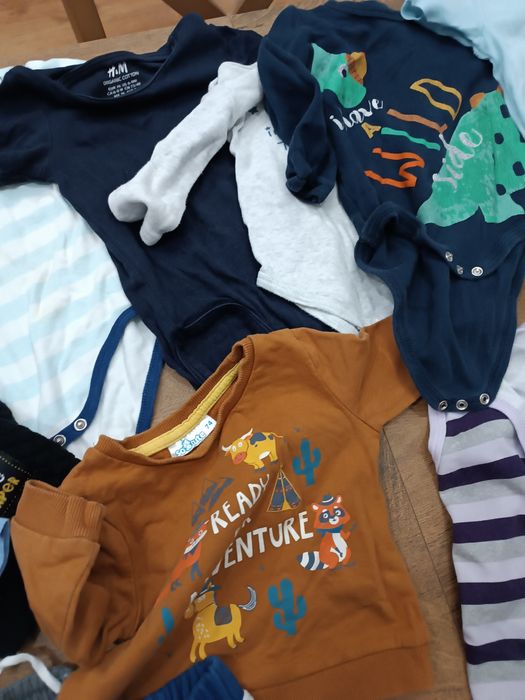 Paka ubrań dla chłopca 74 bawełna kurtka jesień zima