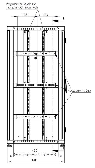 Szafa stojąca 24U 600x600 Wewnętrzna Beta Light BETAL-24U-66-B-DS