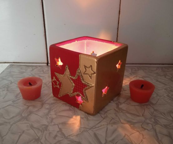 Подсвечник керамика подарочный со свечами