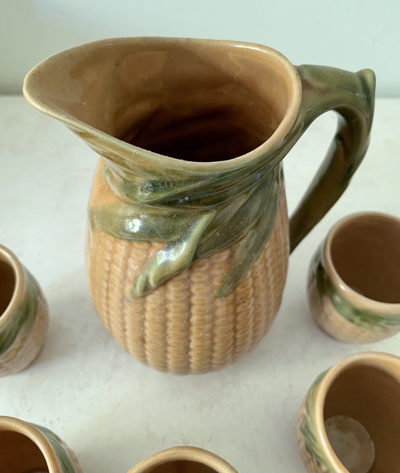 Naczynia PRL: Ceramiczny zestaw w kształcie kukurydzy