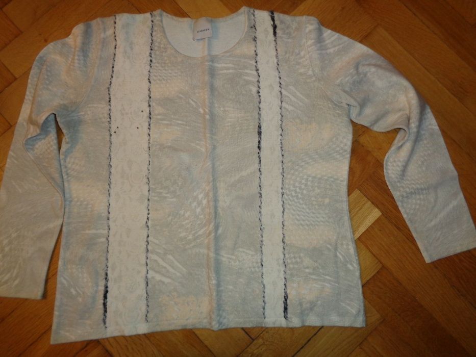 Sweter - L - szaro - beżowo - ecru - włoski