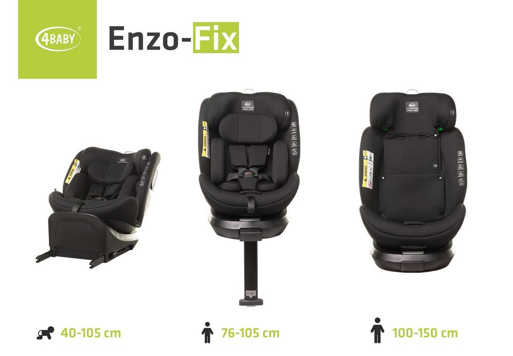 Fotelik Samochodowy ODCHYLANY OBROTOWY Isofix ISize 4Baby Enzo-Fix RWF