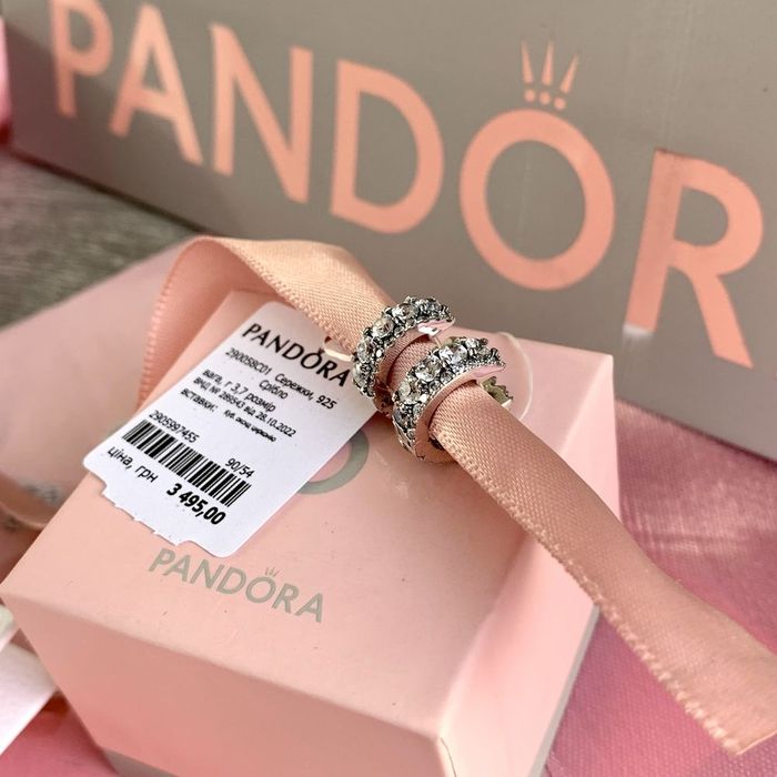 Сережки Pandora Пандора/ Серьги Pandora оригінал/ нові срібло кільця