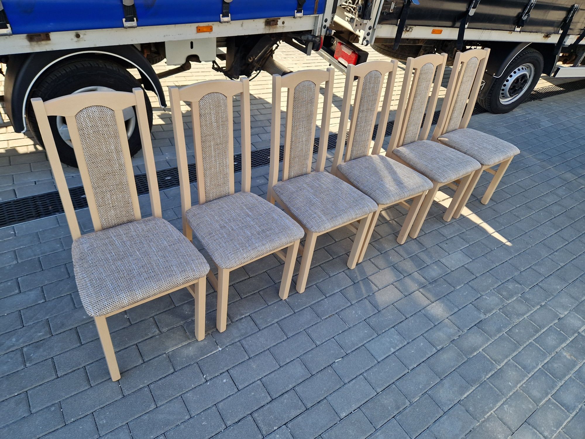 Stół 80x140/180 + 6 krzeseł, sonoma + cappuccino, NOWE, dostawa całaPL