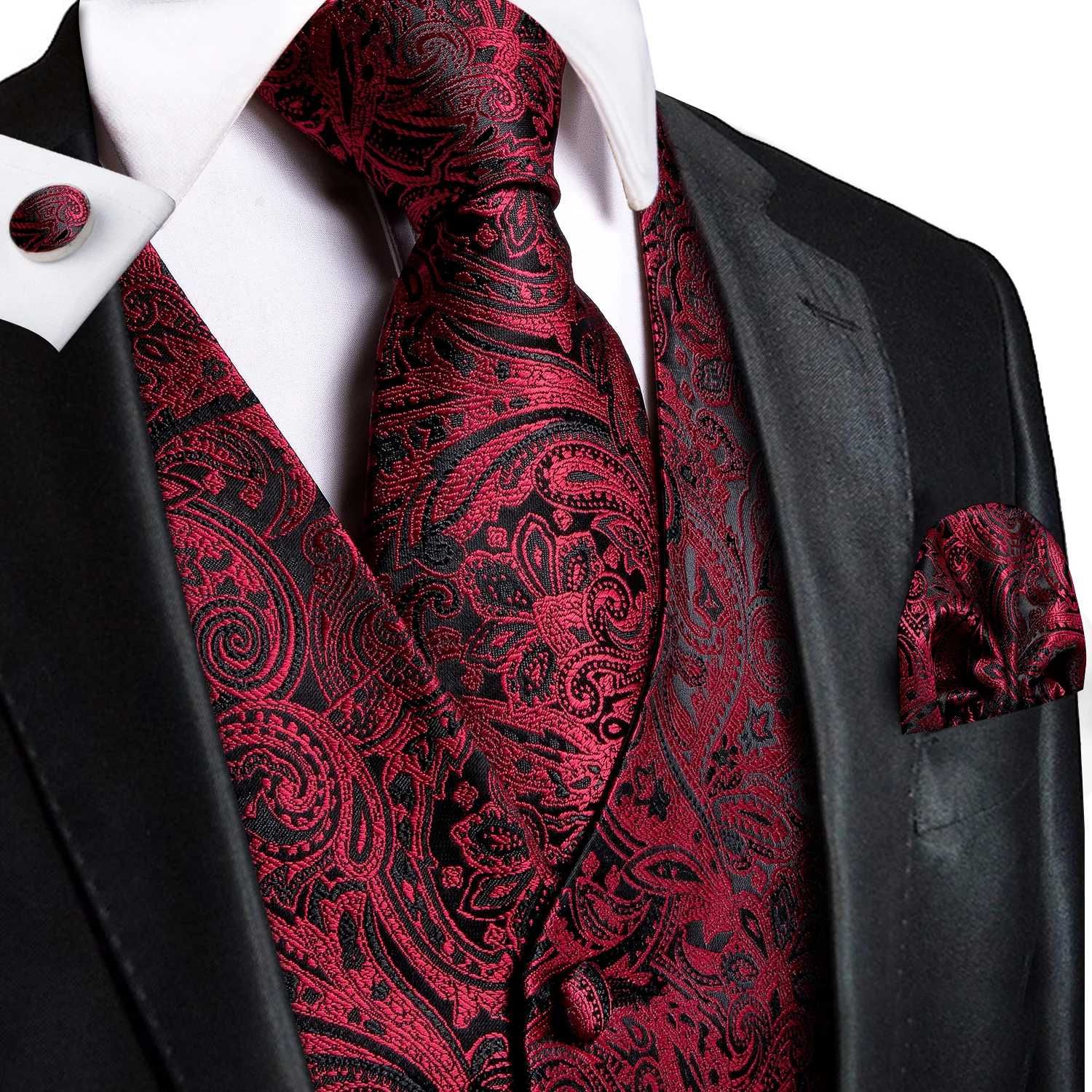 S M L XL Kamizelka elegancka garnituru czerwona czarna męska zestaw