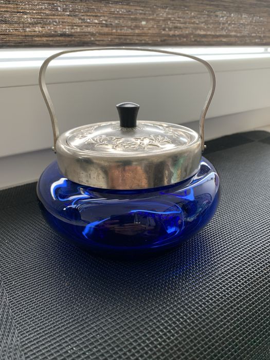 Сахарница ЗИШ кобальтовое стекло