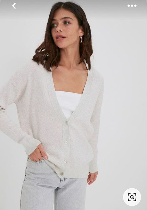Massimo dutti wełniany kardigan kaszmir ecru jasnykremowy oversizeXS-S