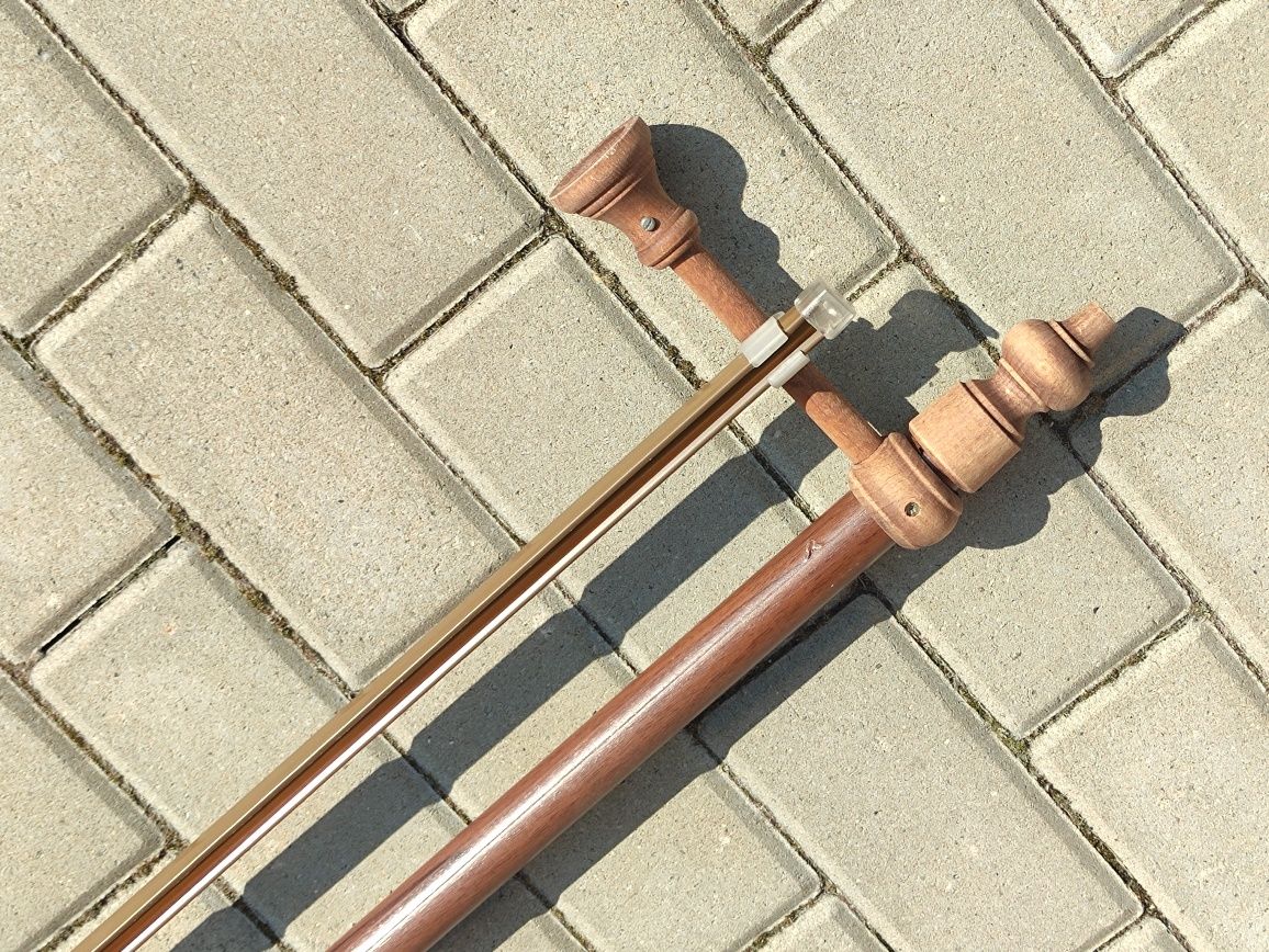 Karnisz podwójny drewniany jasny brąz - stan bardzo dobry - 200 cm