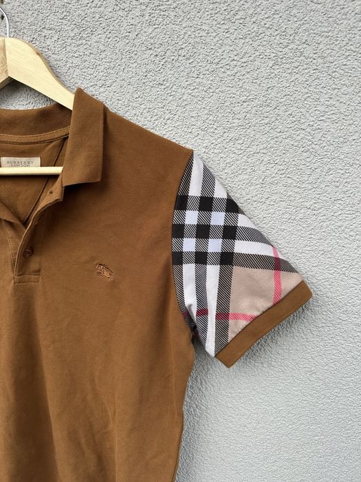 Burberry M brązowa musztardowa koszulka polo haft logo
