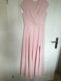 Długa, różowa suknia sukienka wesele L 40