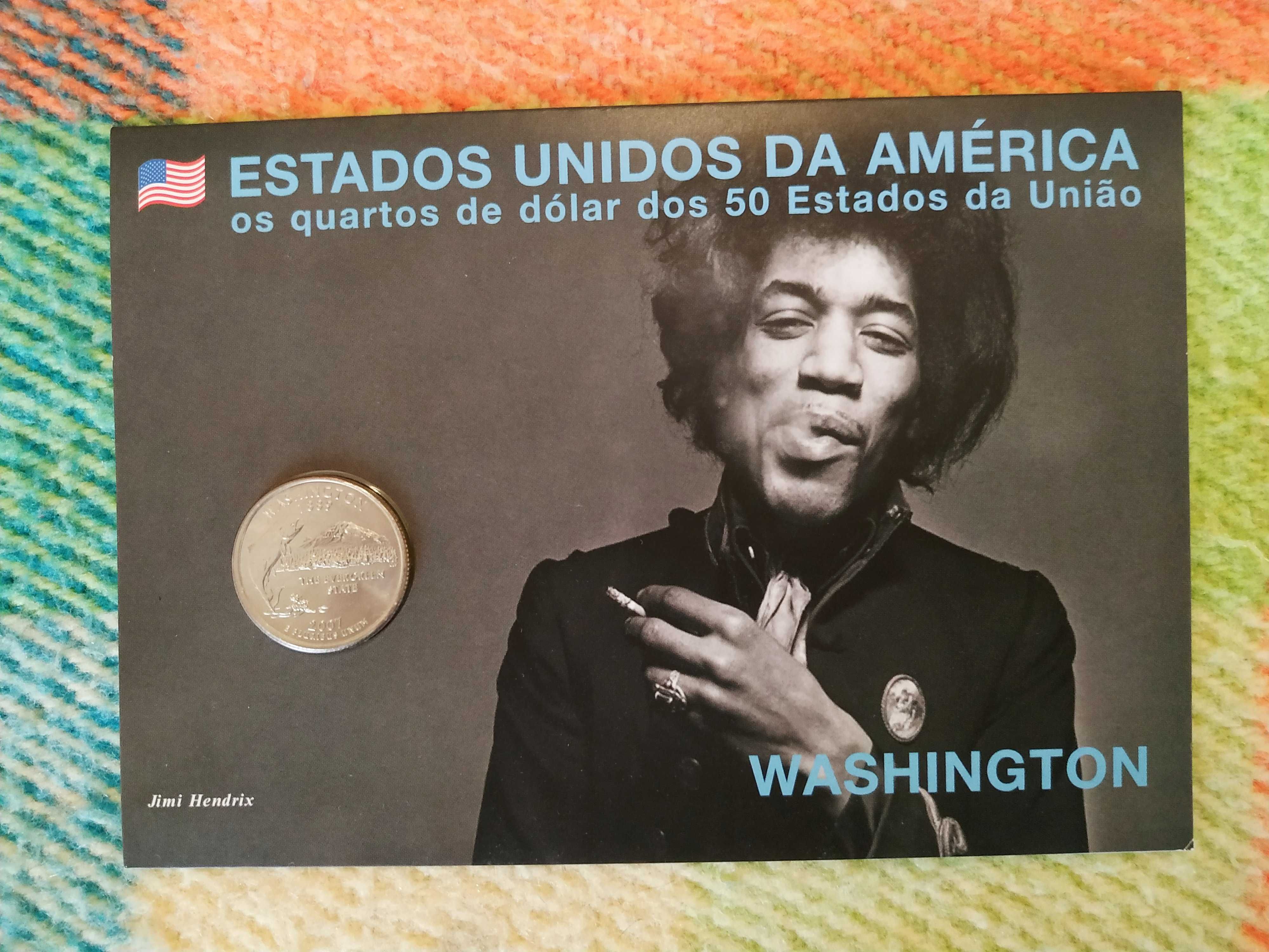 EUA - moeda de 1/4 de dólar de 2007 Washington - coincard