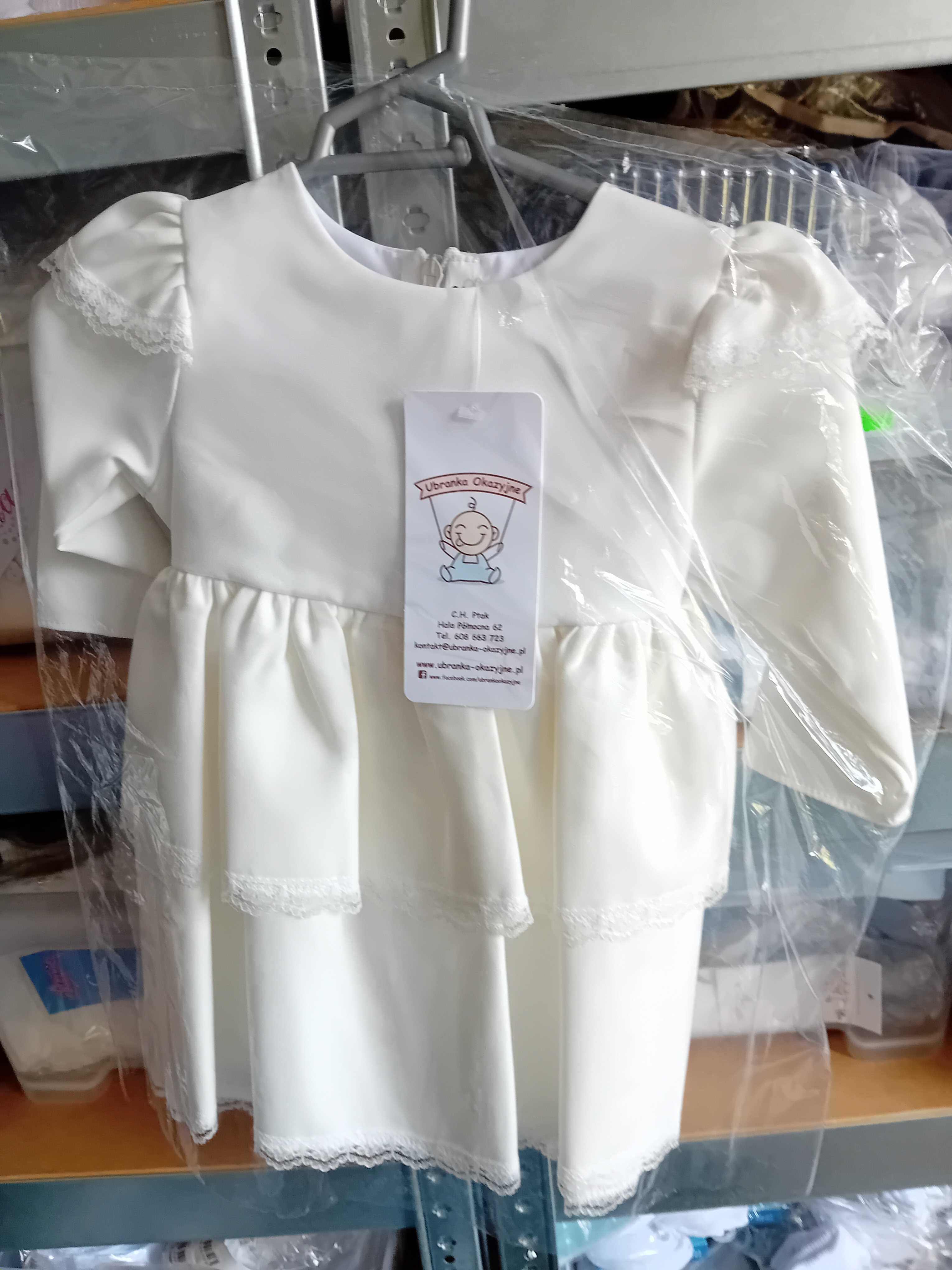 68 sukienka do chrztu biała koronkowa wyprzedaż