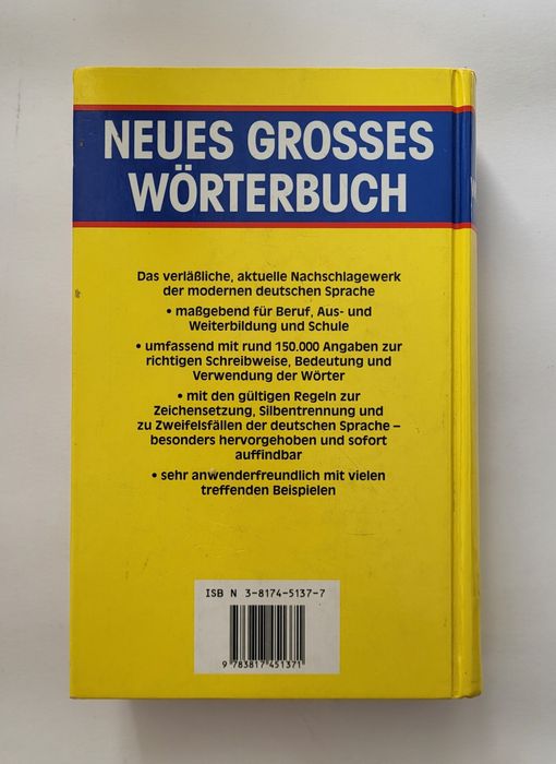 NEUES GROSSES WÖRTERBUCH
Nowy duży słownik języka niemieckiego 
Pisown