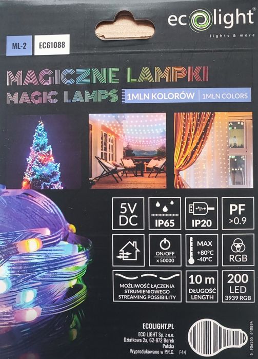 Lampki Led 200 LED, IP 65, RGB, 10M, Apka na telefon