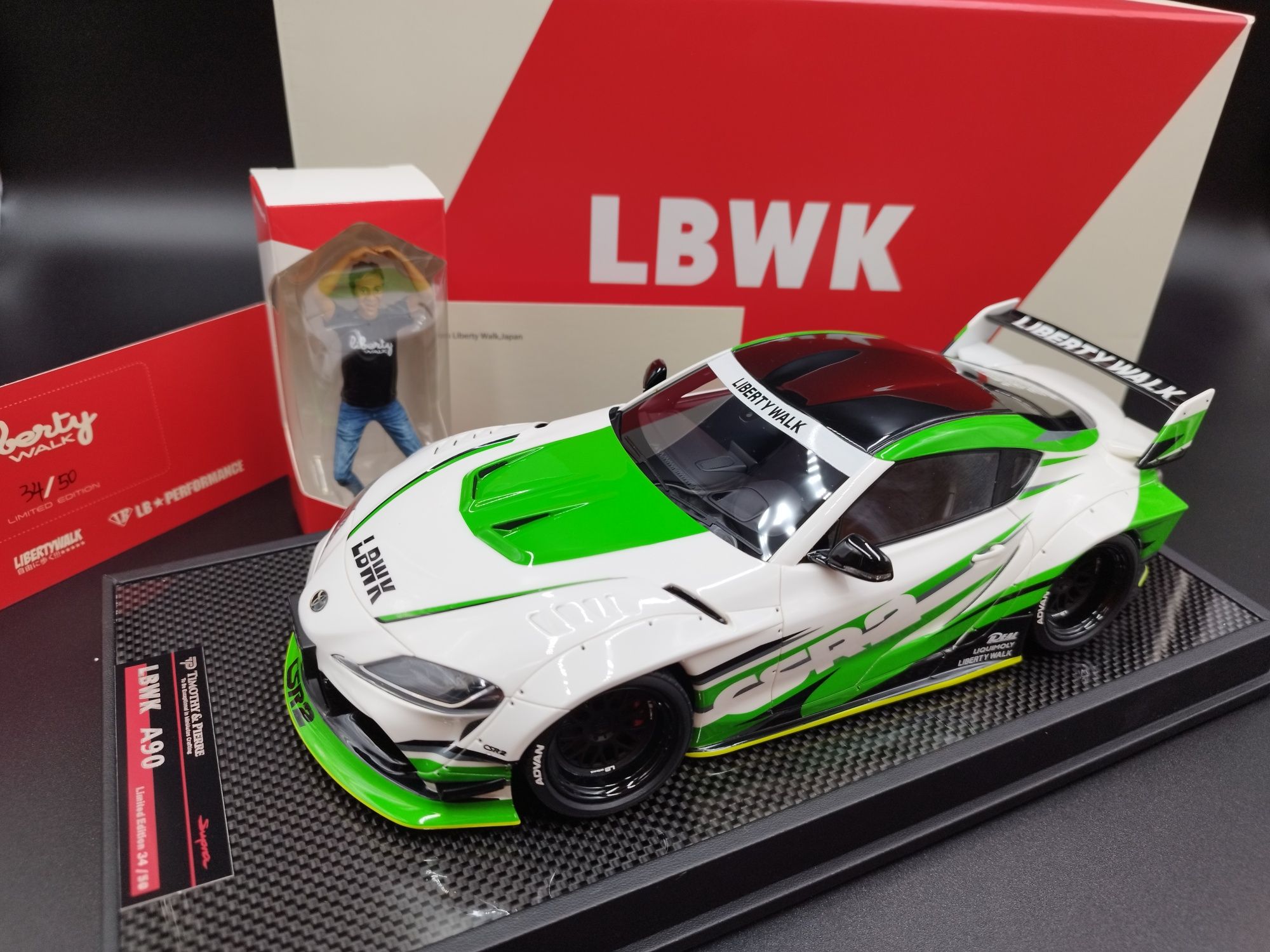 1:18 Liberty Walk + figurka  Toyota Supra A90 limit 34/50 sztuk