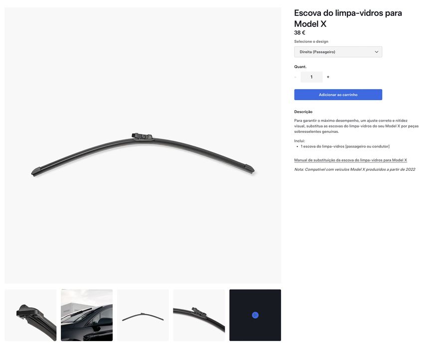 Escovas Limpa Vidros Tesla Model X - após 2022