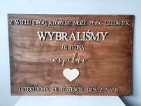 Z wielu dróg tablica powitalna tablica ślubna dąb rustykalny