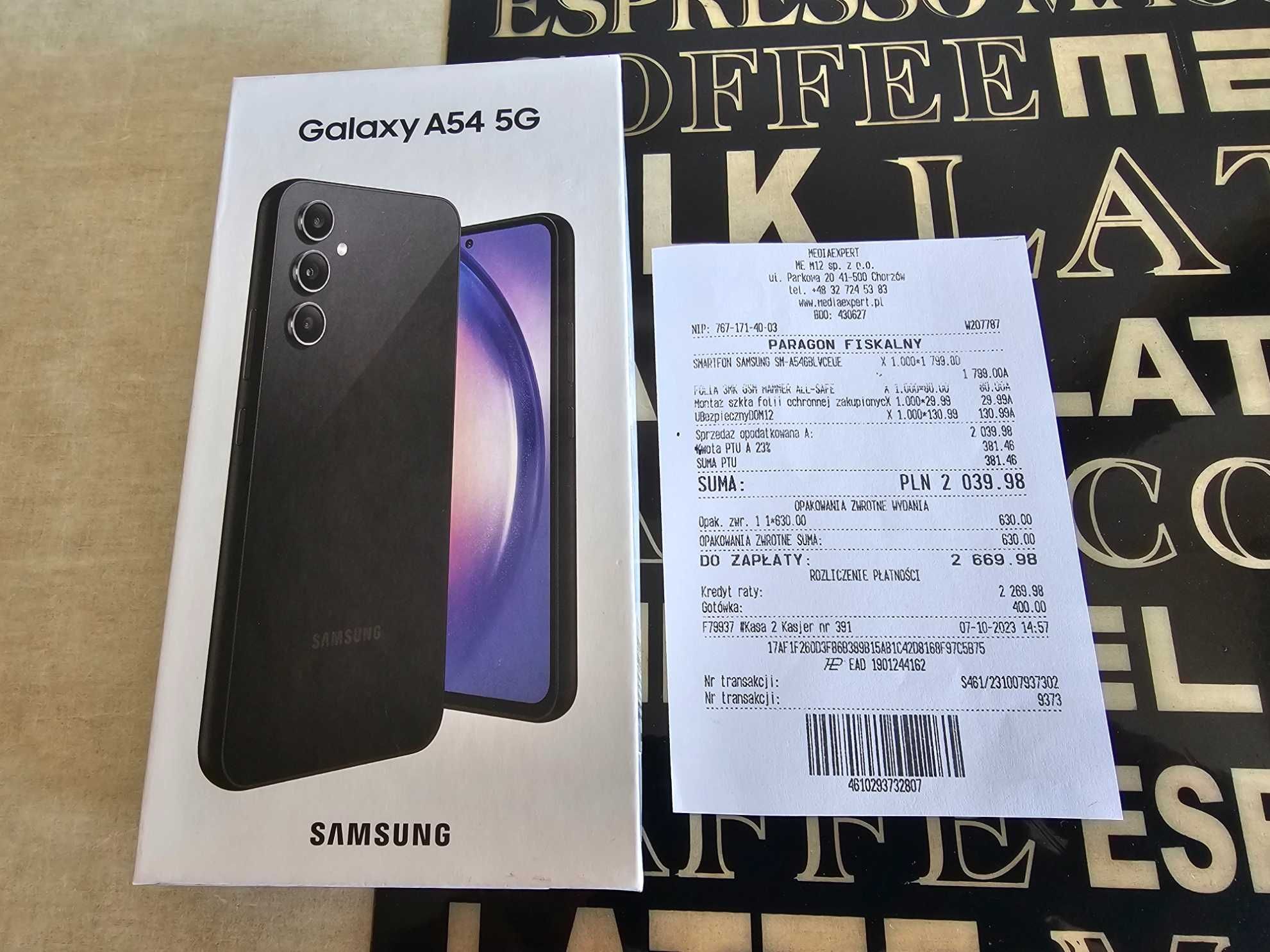 SAMSUNG A54 5G jak NOWY paragon MEDIA EXPERT gwar.prod.24M!BEZ blokad!