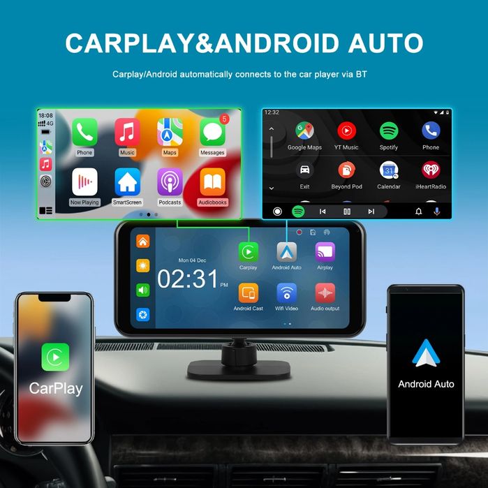 Rádio Portátil 6,25 polegadas Câmara frontal 4K Carplay Android Auto
