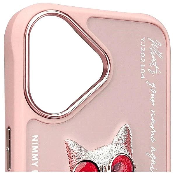 Etui Nimmy Glasses Cool Cat na iPhone 16 - różowe