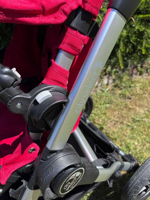 Czerwony wózek Baby Jogger City Select + pałąk + adapter do fotelika