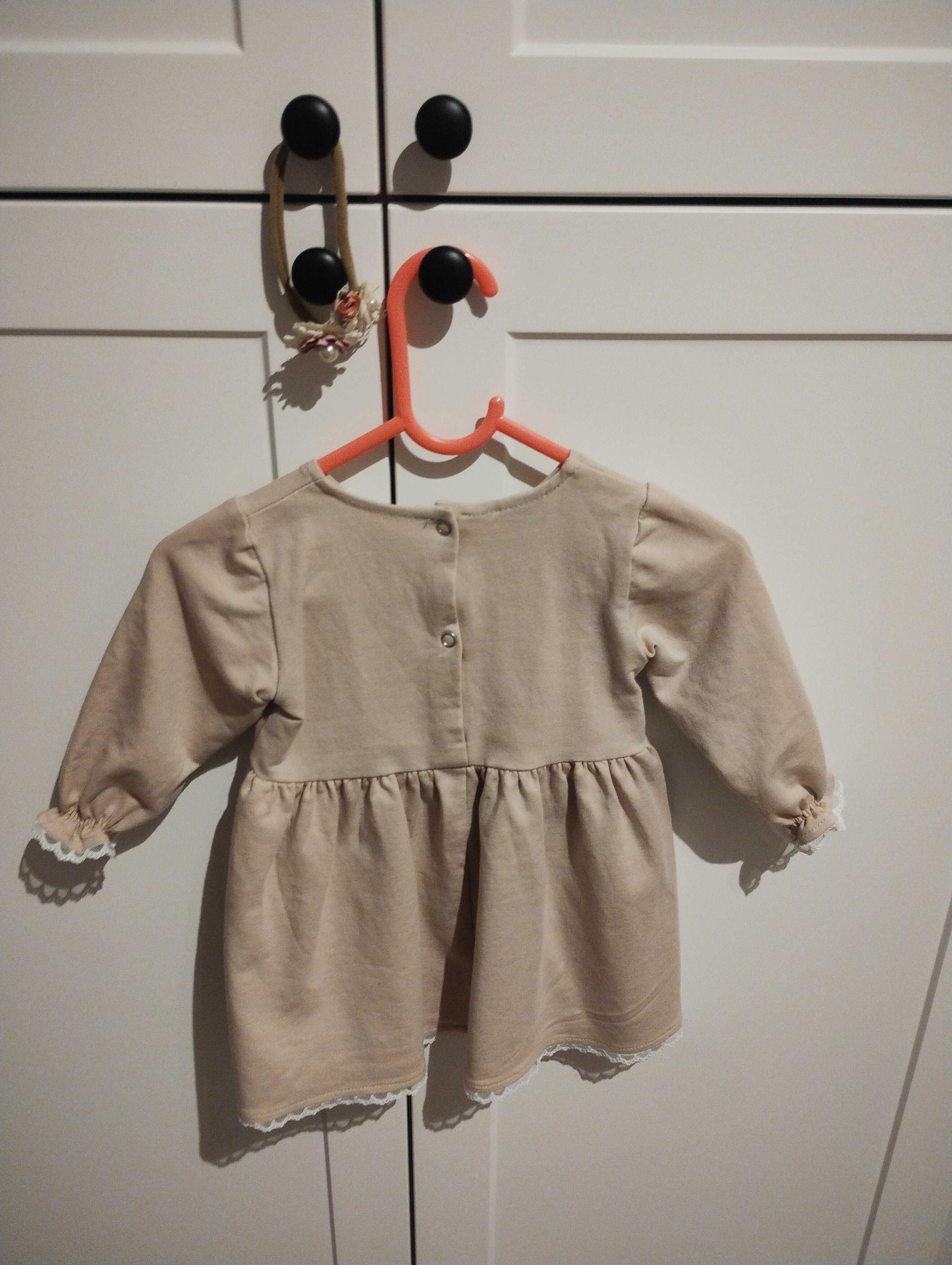 Sukienka beżowa Kornelia+ urocza opaska- Sophie Design