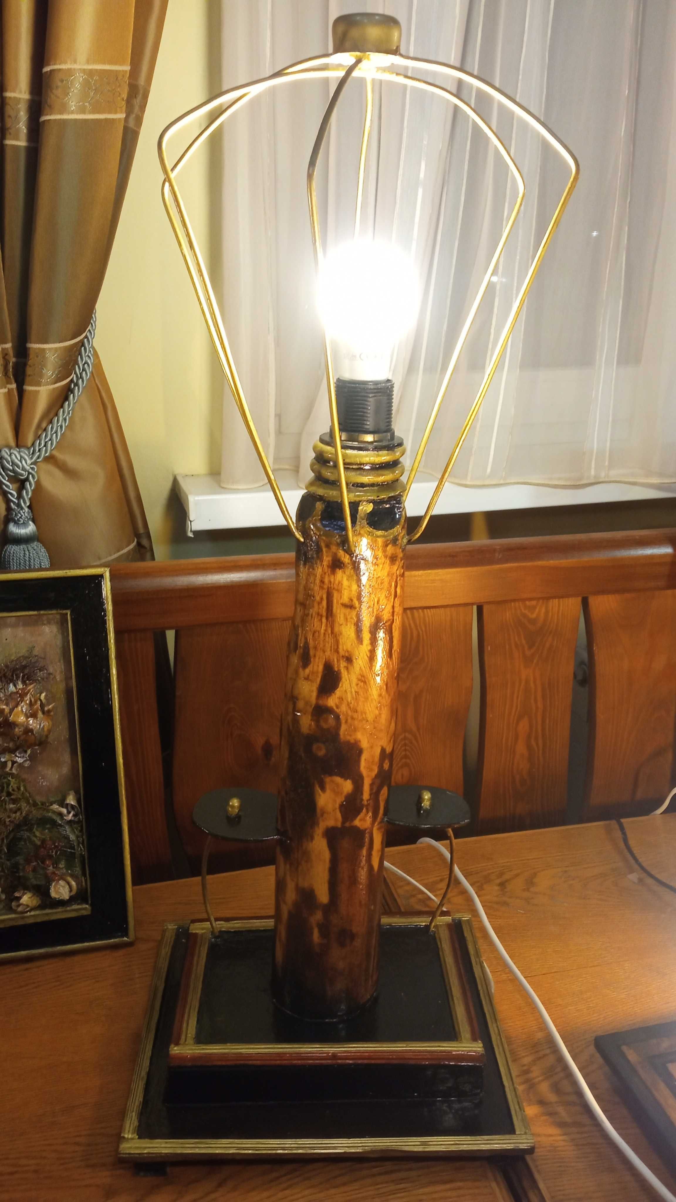 Lampa drewniana rustykalna, hand-made, naturalna