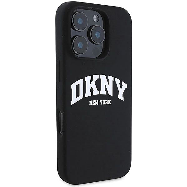 Etui DKNY Silicone White Printed Logo MagSafe na iPhone 16 Pro - czarn