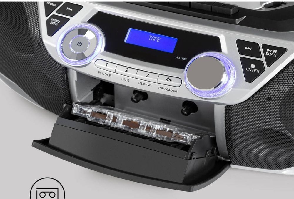 Бумбокс Auna Roadie CD плеер кассетное радио DAB/DAB+ FM Bluetooth