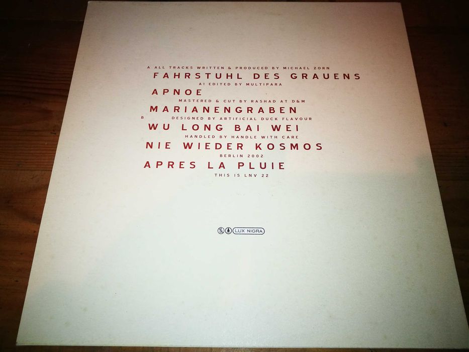 ZORN   (MUSICA ELECTRONICA)  - Apnoe (ED Alemã - 2002) LP