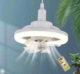 Wentylator sufitowy żarówka wiatrak lampa LED ściemnianie E27