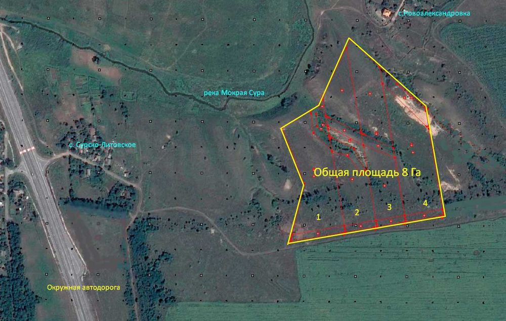 Участок 8 Га в живописном месте на берегу реки