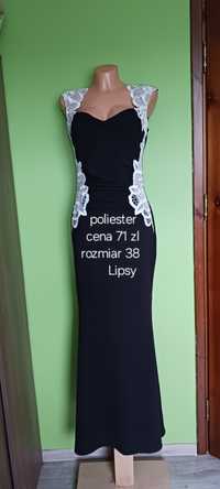 Czarna suknia z białymi wstawkami Lipsy rozm.38