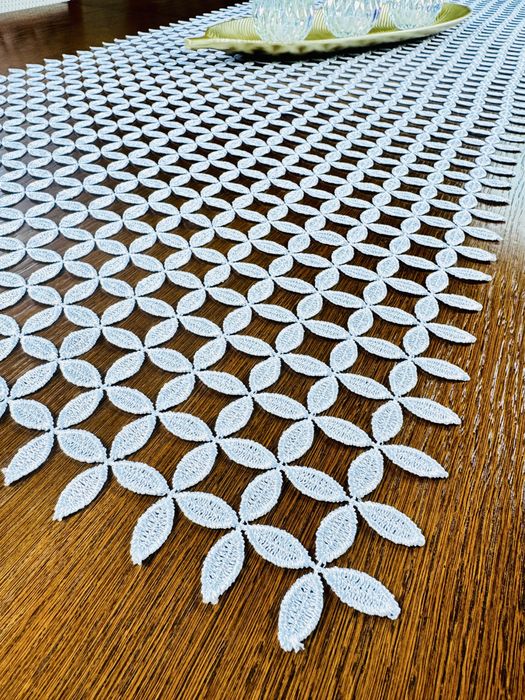 Biały Obrus Gipiurowy Bieżnik Serwetka Na Wymiar 50/150 cm