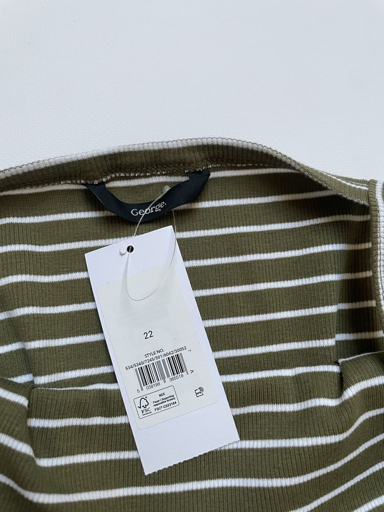 22 50 George koszulka na ramiączkach bawełna prążkowana top khaki duży