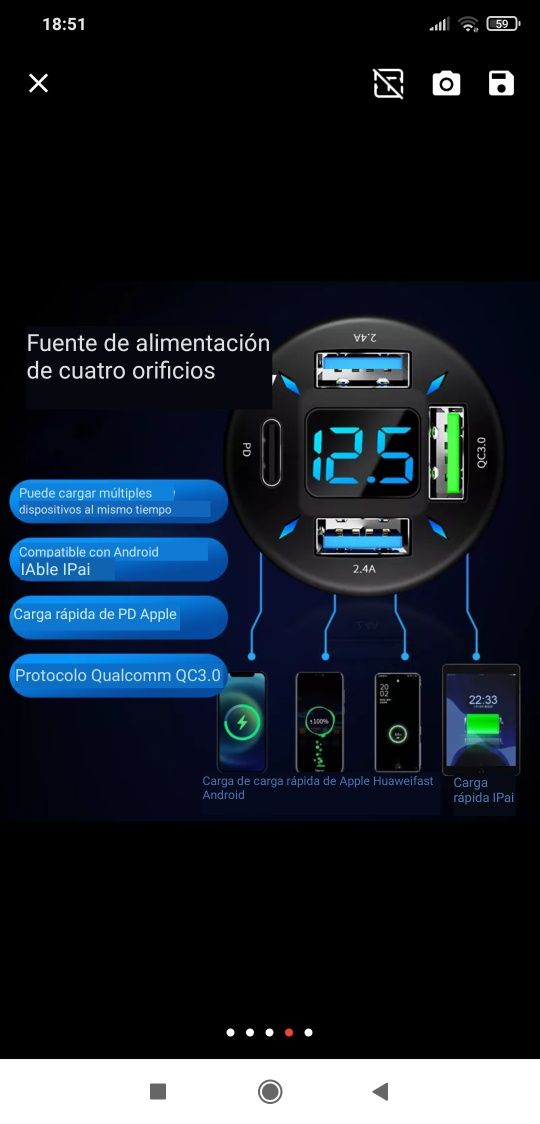 Carregador Telemóvel Rápido - Cabo Rápido - Lanternas - adap. USBc