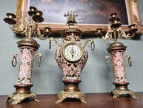 Palacowy zegar kominkowy + 2 świeczniki porcalana #1315 Stylowy Węgrów