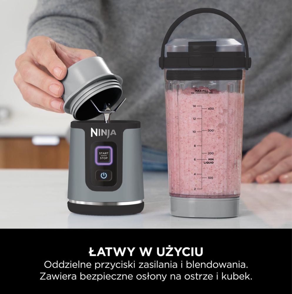 Przenośny Blender Ninja Blast MOCNY 530ml Bezprzewodowy Szczelny Mixer